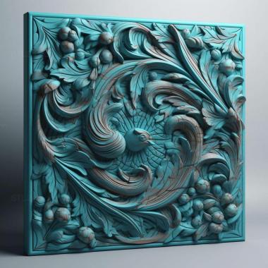 Patterns and decorations stl light blue 4 3d model